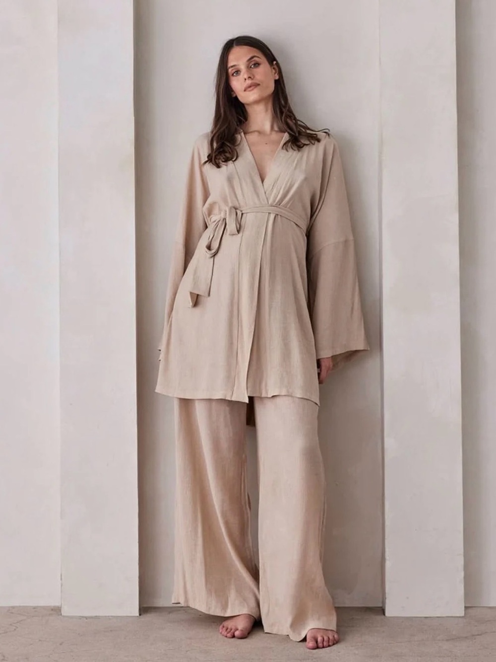 Bumpsuit Wide leg pant, sand gauze, XS, NWT